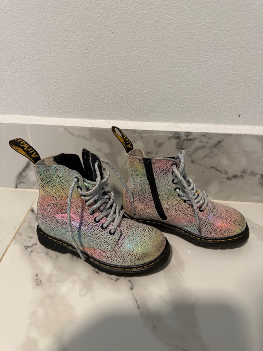 Dr. Martens Kids Iridescent Rainbow Combat Boots